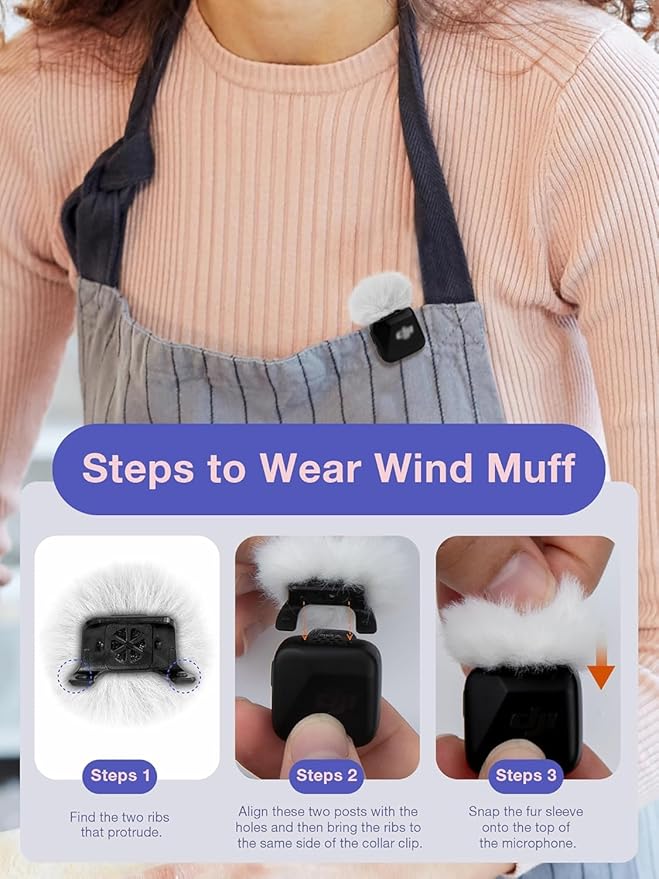 YOUSHARES Microphone Wind Muff Compatible with DJI Mic Mini - 2 Packs Furry Windproof Cover Suitable for DJI MINI 2024 Wireless to Reduce Wind Noise