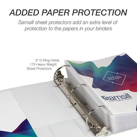 Samsill Durable 3 inch 3 Ring Binder, Made in USA, D Ring Binder, FSC 100% Recycled Chipboard, White, 2 Pack
