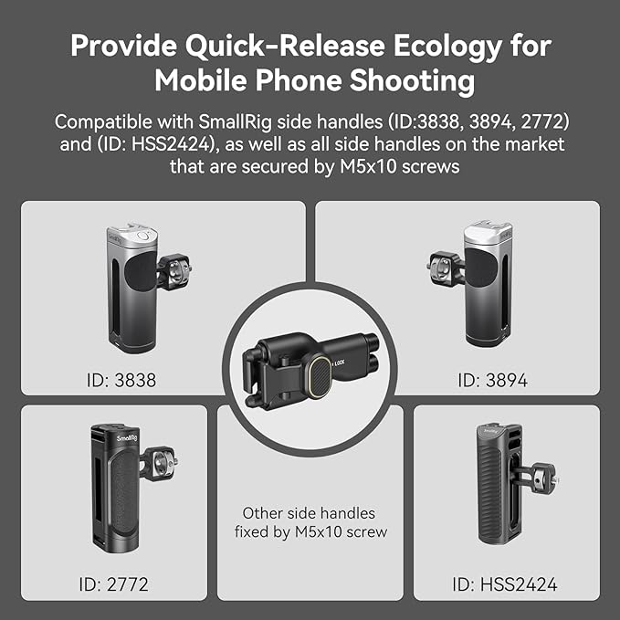 SmallRig Side Handle Quick Release Adaptor, Suitable for Quick Release Phone Cage Series, Compatible with All SmallRig Mobile Phone Side Handles - 4404