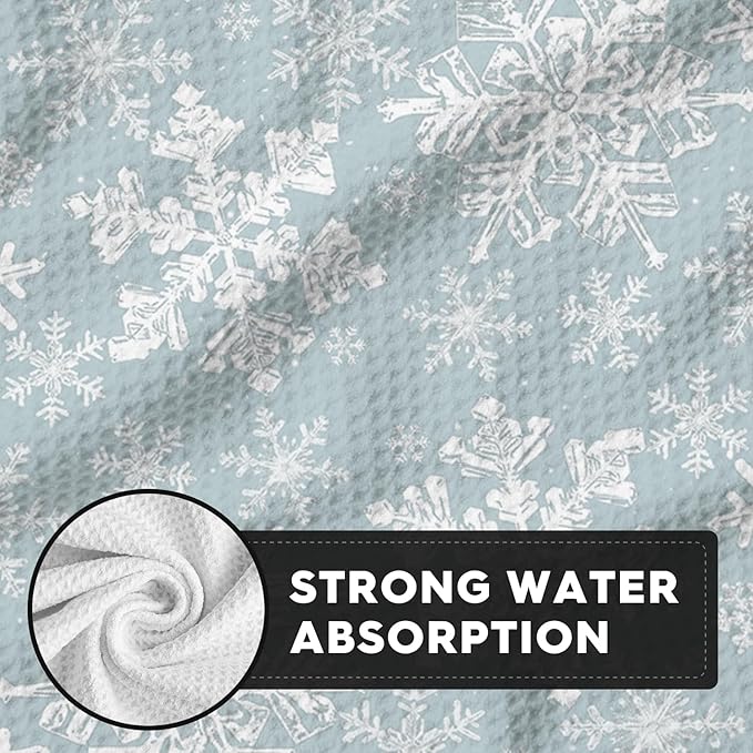 Artoid Mode Aqua Snowflakes Winter Kitchen Dish Cloths, 12x12 Inch Quick Dry Microfiber Dishcloths for Kitchen Dish Rags Set of 2