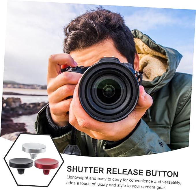 DOITOOL 3pcs Camera Shutter Button Aluminum Alloy Concave Surface Shutter Release Easy Install Camera Accessory
