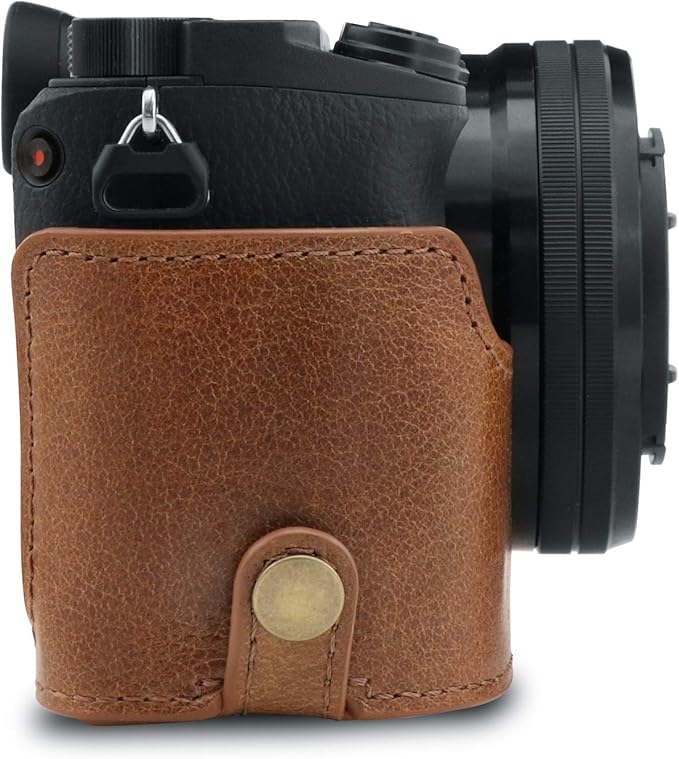 MegaGear MG1642 Ever Ready Genuine Leather Camera Half Case compatible with Sony Alpha A6100, A6400 - Brown