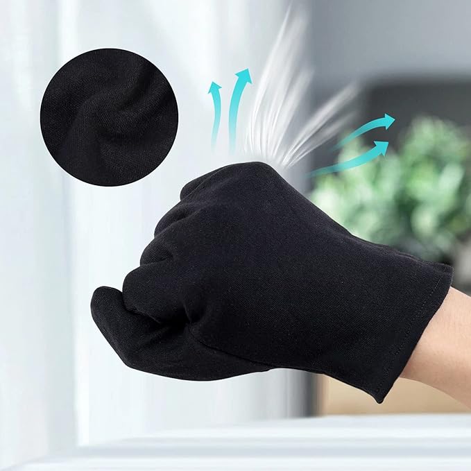 ENPOINT 5 Pairs Large Archival Photo Gloves, Black Work Gloves For Handling Art Working Photography Men & Womens Cloth Gloves Liners Bulk for Handling Jewelry, Film, Photo, Coin Metal Inspection