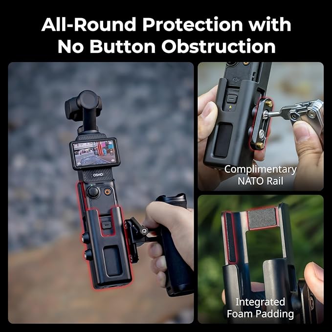 SMALLRIG Expansion Adapter Accessorie for DJI Osmo Pocket 3, Protective Cage, with 1/4"-20 Threaded Toles, Mount for NATO Rails, Handles, Magic Arms