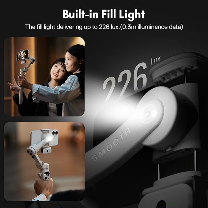ZHIYUN Smooth Q5 Ultra Combo [Official] Gimbal Stabilizer for iPhone, Portable Foldable Phone Gimbal with Detachable Voice Remote Control, AI Tracker, Built-in Extension Rod, Fill Light, for Vlog