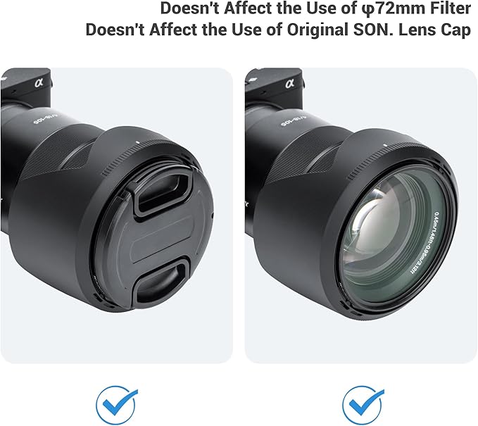 JJC ALC-SH128 Bayonet Reversible Lens Hood Shade for Sony E PZ 18-105mm F4 G OSS Lens, ALCSH128 Lens Hood for Sony SELP18105G, Replaces Sony ALC-SH128 Lens Hood, Allow to Attach 72mm Filter & Lens Cap