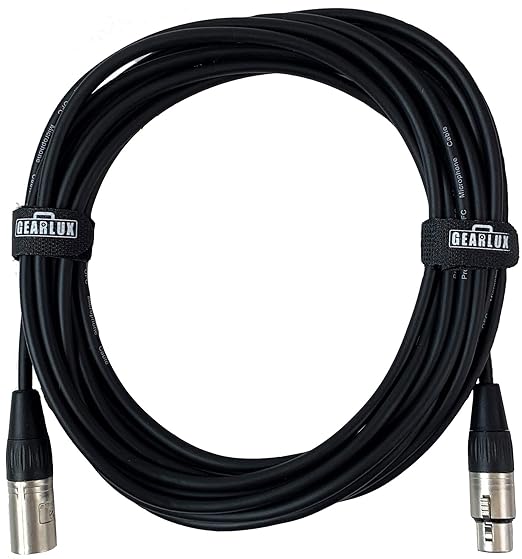 Gearlux XLR Microphone Cable, Fully Balanced, Male to Female, 25 Feet - 3 Pack