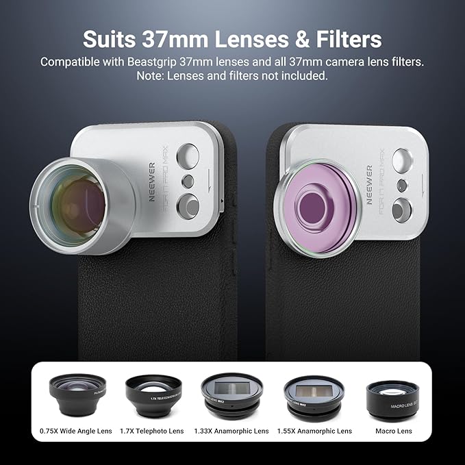 NEEWER 37mm Filter Lens Backplate for PA143/PA144 Phone Cage Only, Quick Release Video Rig Mobile Camera Photography Accessories Compatible with iPhone 17 Pro 17 Pro Max Beastgrip, PA152
