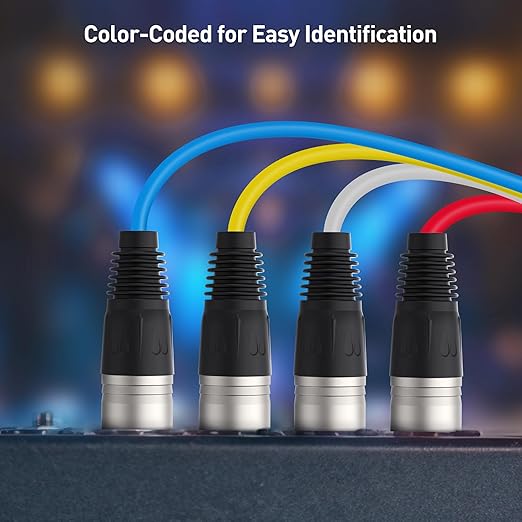 Cable Matters 4-Channel XLR Male to Female Snake Cable/Short XLR Snake Cable - 3ft, Professional Audio Connectivity with Shielding and Color-Coded Channels