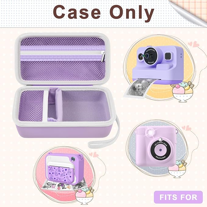 Case Compatible with DYLANTO for ESOXOFFORE for ETIKEZ for YTETCN for DUDUDRAGON Instant Print Camera, Kids Camera Storage for Accessories (Box Only) (Single Case, Purple)