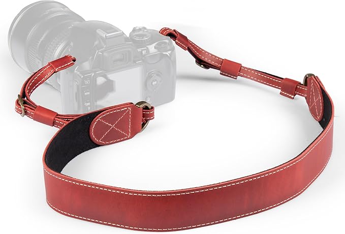 MegaGear Personalized Genuine Leather Camera Strap Custom Engraved DSLR & SLR Shoulder/Neck Strap