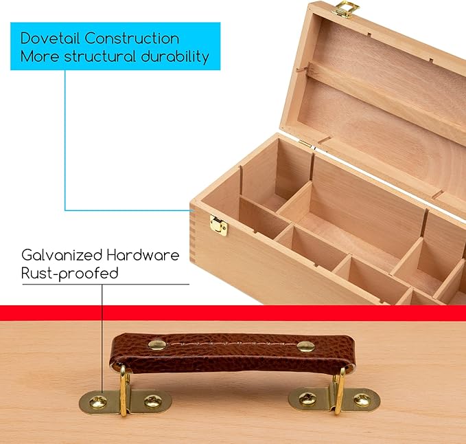MEEDEN Sturdy Wood Tool Box: Beechwood Portable Art Supply Organizer - Large Artist Storage Box