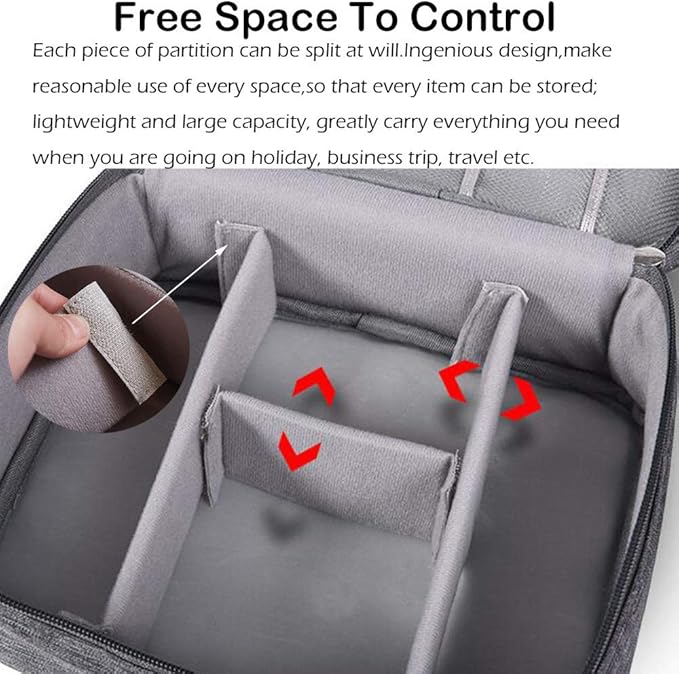 dealcase Electronics Organizer Waterproof Carrying Case - Durable Small Electronics Accessories Storage Bag Compatible Laptop Charger Various USB, Cables, Cords Power Travel Gadget Carry Bag - Red