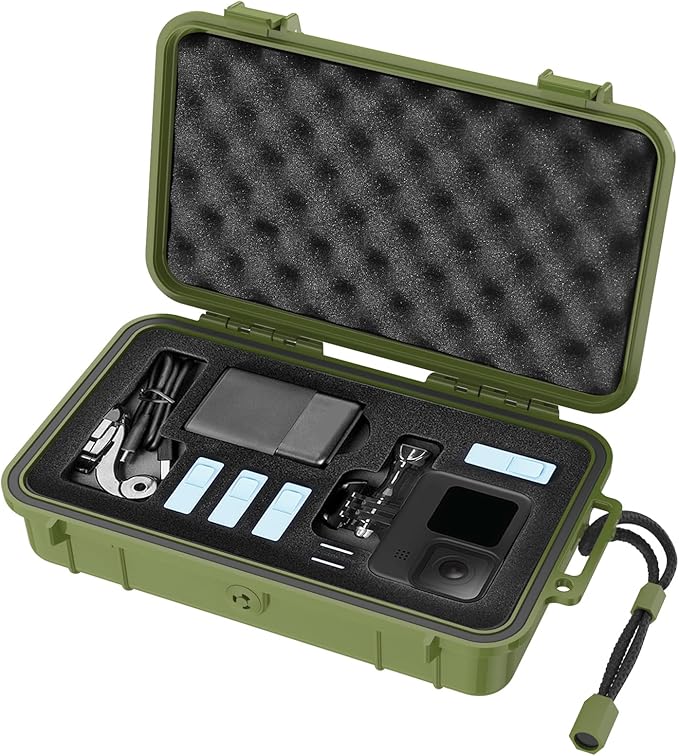 Smatree Waterproof Hard Compact Case Compatible for Gopro Hero 13/12/11/10/9/8/7/6/5/2018/AKASO Brave 7 LE/DJI Osmo Action, Portable, Shock, Durable (Camera and Accessories NOT Included) (Green)