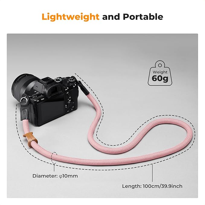 K&F CONCEPT Camera Neck Strap,100cm Nylon Rope Camera Shoulder Strap with O-ring for DSLR Camera