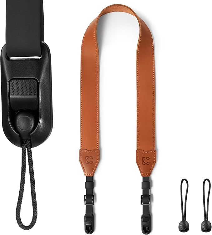 C Coiro Classic Leather Camera Strap with Quick Release, Sling Neck DSLR SLR Camera Shoulder Strap for Photographers
