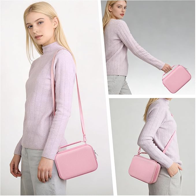 BOVKE Carrying Case for Canon G7X Mark III Mark II, PowerShot SX740 SX730, Sony ZV-1 II/ZV-1F Compact 4K Vlogging Digital Camera Travel Storage Bag for Tripod Microphone Cameras Accessory, Pink