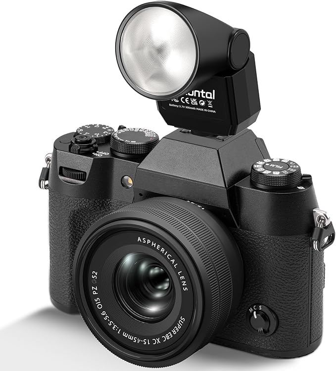 Mini Flash Speedlite, Desiontal GN8 6200K Camera Flash Light for Sony Nikon Olympus Canon Fuiifilm PentaX Hot Shoe Interface Camera, 4 Power Level 300mAh Battery 11/250S Flash Rate (Black)