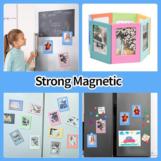 12Pack Magnetic Picture Frame, Mini Picture Magnets 2.5x3.5 inches Picture Frame for Refrigerator, Small Size Magnetic Photo Frames, Magnetic Photo Frames for Refrigerator, School, Office(Photo Size-3.3 x2.1 inches)