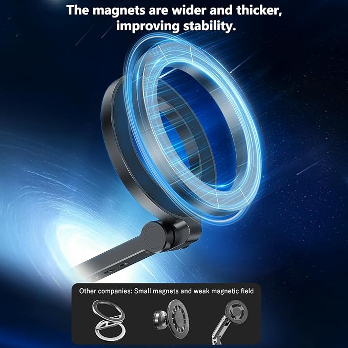VRIG MG-26 Dual Magnetic Phone Tripod Mount with 1/4" Screw Hole Compatiable with Mag Safe for iPhone 16 15 14 13 12 All Series, Foldable Portable Magnetic Phone Stand for Travel, Car, and Gym