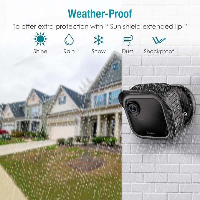 CaseBot Silicone Case for Blink Outdoor 4 (4th Gen) /2K+ - [3-Pack] Weatherproof Skin Cover with Hat Brim Accessories for Blink Outdoor 2K+ Smart Security Camera, Black