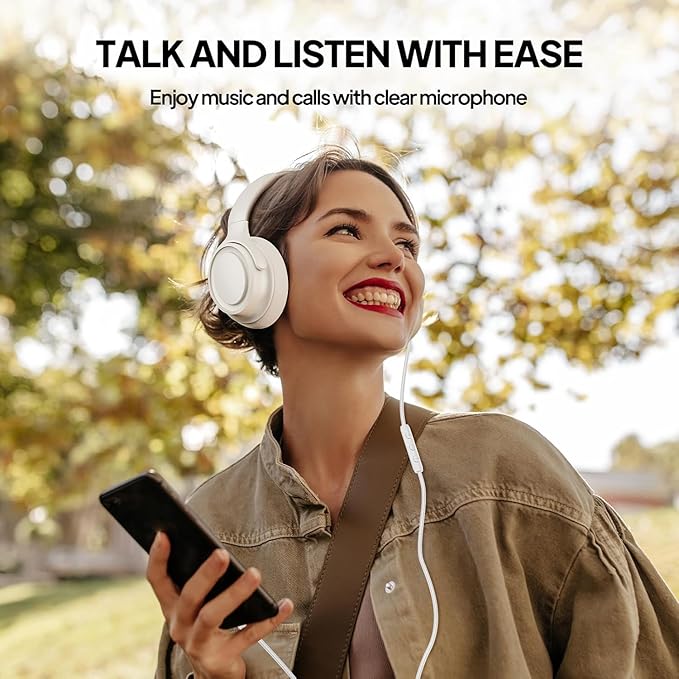 Wired Over-Ear Headphones with USB C Connector, Hi-Fi Stereo Sound, Noise-Isolating Ear Cups, Comfortable Fit for USB C Devices (with Bag, White)