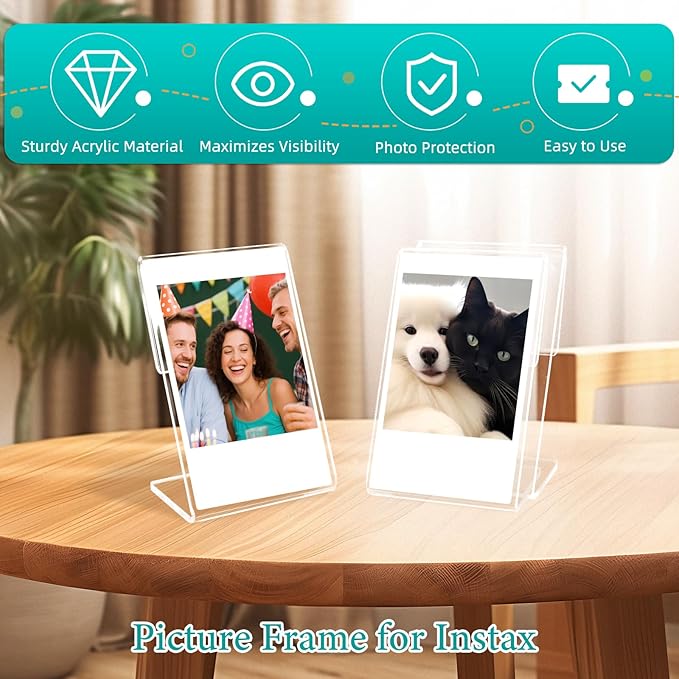HAPY SHOP 8 Pack Mini Picture Frame for Instax, 2x3 Picture Frame Holder for Polaroid, Small Wallet Size Photo Frame, Acrylic Photo Frame for Instax Mini Instant Films