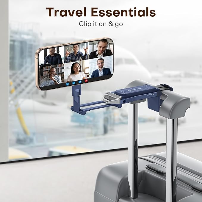 OMOTON 360°Rotating for MagSafe Tripod Mount, Adjustable Aluminum Magnetic Phone Tripod for iPhone 17/16/15/14 Pro Max Air, Foldable Cell Phone Stand Fits Vlog, Gym, Travel Essentials, Navy Blue