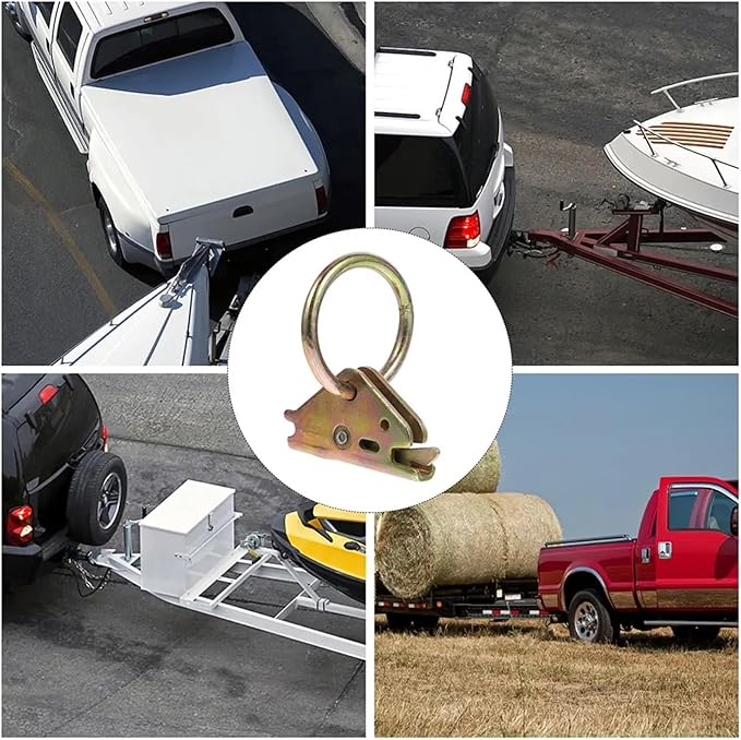 Cargo Steel E-Ring Tie Down Hooks 6PCS Heavy Duty Truck Bed Hooks - E Track Cargo Tie Down (Trailer/Car) for E-Track Rail/Single System