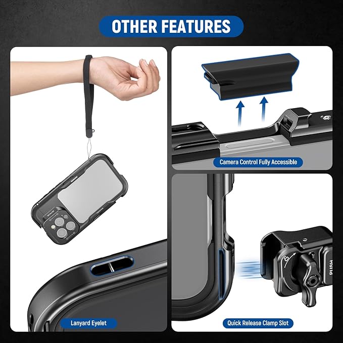 NEEWER Phone Cage Compatible with iPhone 17 Only, Quick Release Video Rig Stabilizer Accessories Kit with 67mm Filter Ring, 17mm Lens Backplate, T Mount Adapter, Camera Control Cap, PA158 (Black)