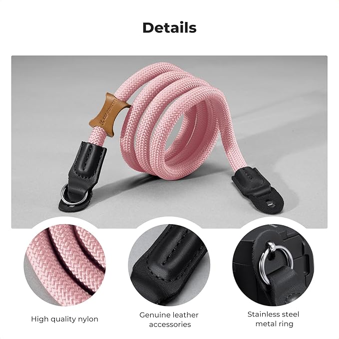 K&F CONCEPT Camera Neck Strap,100cm Nylon Rope Camera Shoulder Strap with O-ring for DSLR Camera