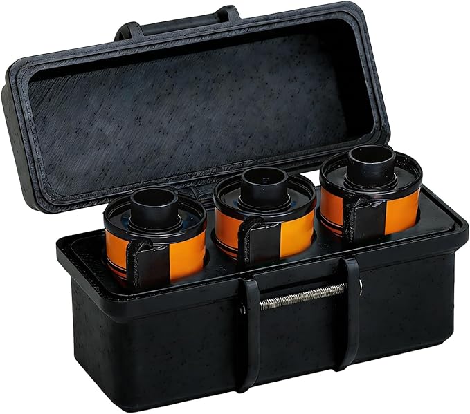 Film Box/135 Film Case -for 3 Rolls of 35mm Films ，to Sort & Enjoy & Safeguard Film, 3D printing technology。 (black)