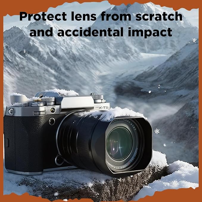 Haoge Lens Hood Metal Square Bayonet for Fujinon XF16-50mm F2.8-4.8 R LM WR,Fujifilm XF33mm F1.4 R WR Lens, Fuji XF 33mm f/1.4 R LM WR on Fuji XT50 X-T5 Camera,with Metal Front Cap