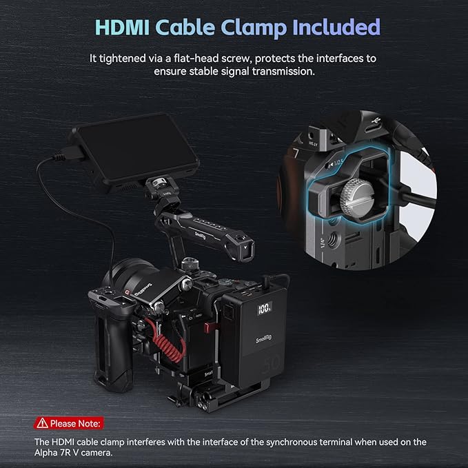 SmallRig A7 IV Cage With Top Handle, Clamp for HDMI Cable and Side Handgrip, Advanced Kit for Sony Alpha 7R V/7 IV/7S III
