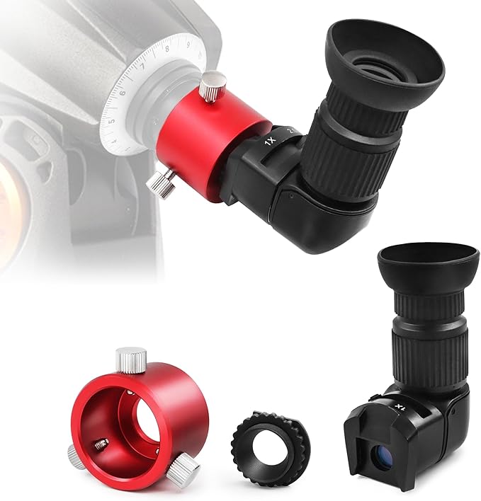 Astromania Right Angle Viewfinder for Camera & Polar Scope, 1X/2.5X Magnification Included 6 Mounting Adapters with Polar Scope Metal Adapter, Excellent Combination for Observing More Natural Beauty