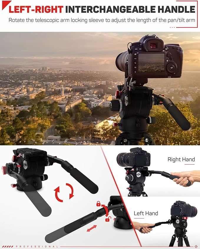 IFOOTAGE Video Tripod Head Komodo K7 Fluid Head, Aluminum Fluid Drag Pan Head with Quick Release Plate, for DSLR Camera, Camcorder, Monopod & Tripod, Payload 7KG/15.4LB