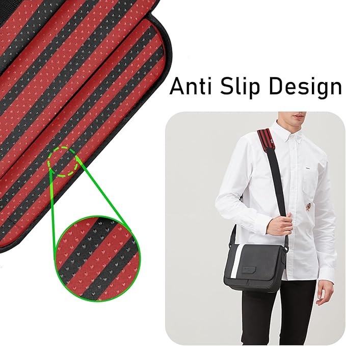 ZINZ Universal Shoulder Pad with Ultra Thick Cushion for Bag Luggage Bag Crossbody, Plus Long & Anti-Slip & Breathable,Black-Red-Black Stripes