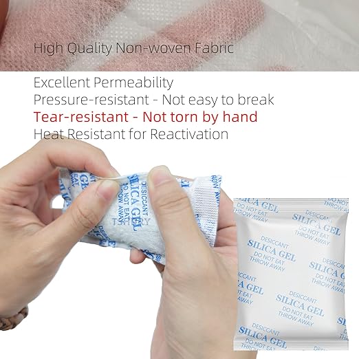 Silica Gel Packets, 20 Gram 10 Packs Dessicant Packets for Storage, Pure and Safe Silica Gel Desiccant Packs, Humidity Packs