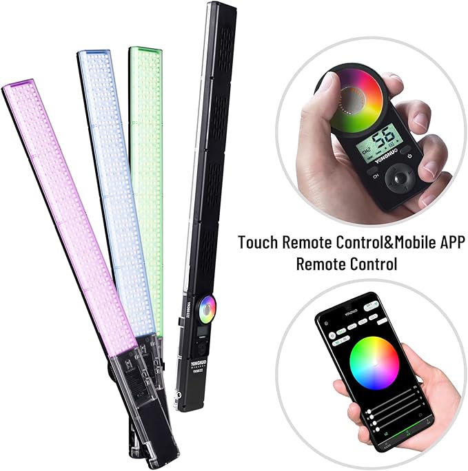 YONGNUO YN360 III YN360III Upgraded LED Video Light, 3200K-5600K Bi-Color Handheld Photography Ice Light, RGB Full Color Touch Pad Adjustable, App Support, 2.4G Remote Control, CRI95+