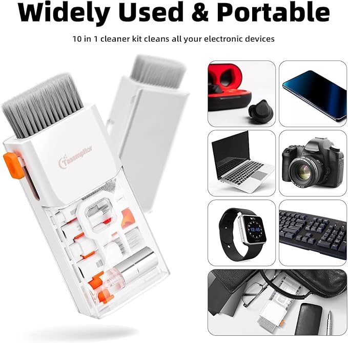 Laptop Cleaning Kit, All in 1 Keyboard Cleaning kit for MacBook iPad iPhone, Compact Keyboard Cleaner with Brush and Spray for Tablet, Airpods, Earbud, Computer Screen, PC Monitor, White