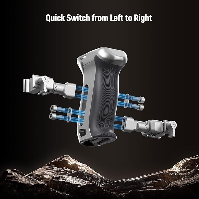 NEEWER Quick Release NATO Side Handle, Ergonomic Camera Side Handgrip with NATO Clamp, Nonslip Grip, Cold Shoe, 1/4" & 3/8" Thread for ARRI, Compatible with SmallRig Camera Cage, CA130