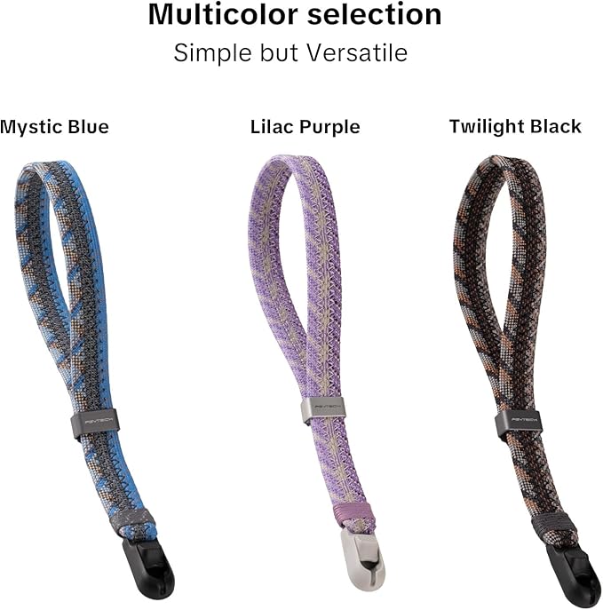 PGYTECH Camera Wrist Strap Slim Trendy Style, Adjustable Quick Release Anti-Drop Braided Rope Camera Hand Strap Holds 55.1lb for Fujifilm/Sony/Nikon/Canon Camera/Phone for Photographers,Twilight Black