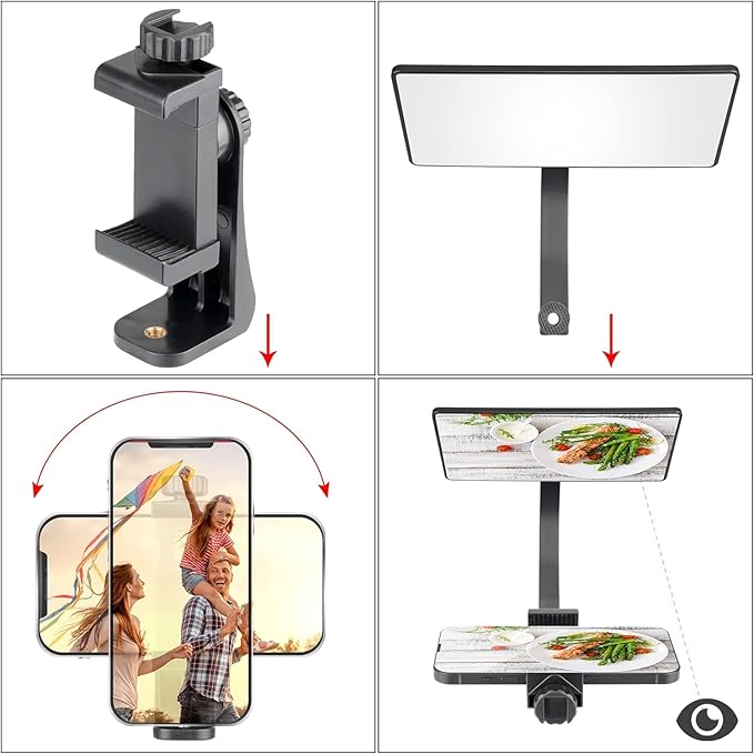 FlexiMount Pro Adjustable Overhead Tripod Phone Stand with Desk Clamp, RC Monitor Mirror & Mic Arm for iPhone, YouTube, Zoom, Live Streaming, Video Meeting, Vlog Recording