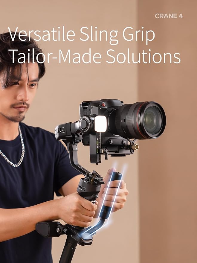 ZHIYUN Crane 4 Combo, 3-Axis Gimbal Stabilizer for DSLR and Mirrorless Camera, Nikon Sony Panasonic Canon Fujifilm BMPCC 6K, Fill Light, PD Fast Charge