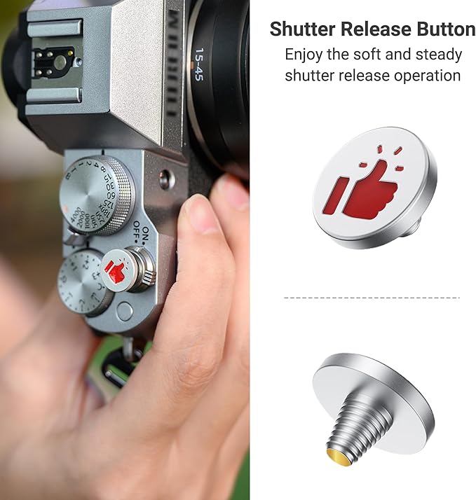 JJC Camera Soft Release Button, Shutter Button for Fuji Fujifilm X-M5 X-T5 X-T4 X-50T X-T30 III II X-PRO3 X00VI X100V X100 X-E5 X-E4 X Half Leica Q3 M10 M9 RX10 IV RX10 III Nikon Zf Df, ‘Like’ Pattern