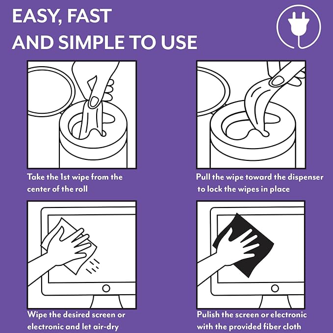 Swanky Cables Screen Cleaner Wipes: Electronic Wipes for Screens - Computer Screen Wipes for Lens, Phone, Tv Screen and Monitor Cleaning - Tech Wipes & Microfiber Cloth (Canister, 300 Count)