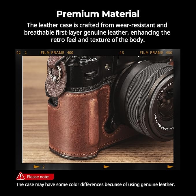 SMALLRIG X-T50 Half Leather Case Kit with Shoulder Strap, Retro Style Camera Case with Aluminum Alloy Frame for FUJIFILM X-T50 (Brown) - 4710