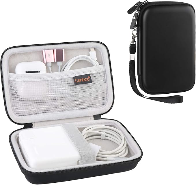 Canboc Carrying Case for MacBook Air Pro Charger MagSafe/MagSafe 2 Power Adapter, iPhone 16/16 Pro MagSafe Charger, USB C Hub, Type C Hub, USB Multiport Adapter, Hard Shockproof Bag, Black
