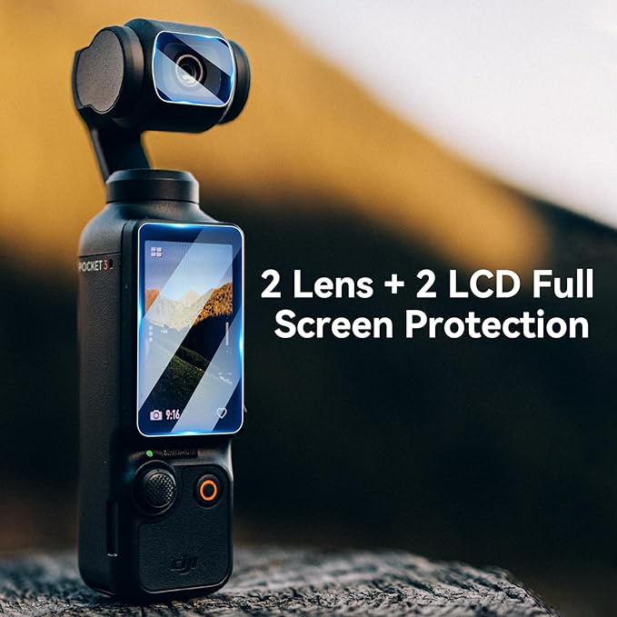 2 Lens Protector + 2 LCD Screen Protector for DJI Osmo Pocket 3,Ultra Clear Scratch Resistant Tempered Glass Film,9H Hardness,Touch Sensitive for DJI Pocket3