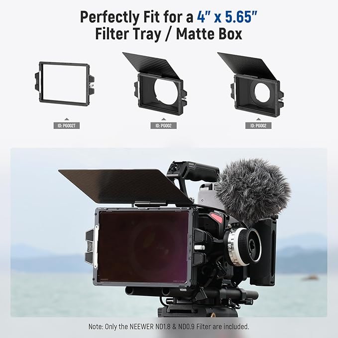 NEEWER 2 Pack ND0.9/1.8 (3/6 Stops) Square ND Filter, 4"x5.65" Dual Sided 30 Multi Nano Coated Cinema Neutral Density Filter for NEEWER Matte Box Compatible with Tilta Compatible with SmallRig